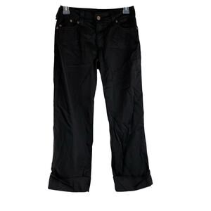 Pure Color Luxury Vogue Black Cotton Pants Copper Coin Buttons Goth Career W 26